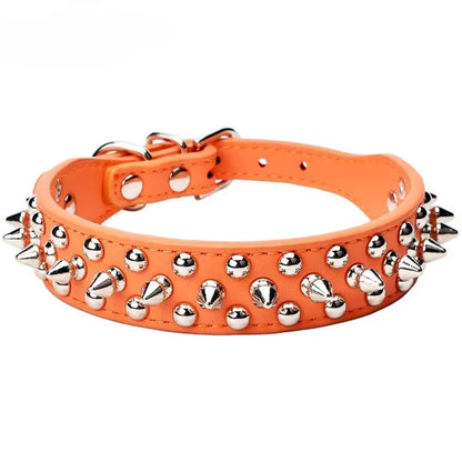Adjustable Leather Pet Dog collar Neck Strap Supplies PU Leather Punk Rivet Spiked Dog Collar Pet Collars For Small Dog Cat Beauty World Shop