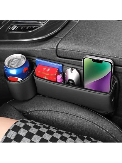 Universal Car Seat Gap Organizer Storage Box Multifunction Leather Crevice Side Storage Pocket Wallet Keys Card with Cup Holder Beauty World Shop