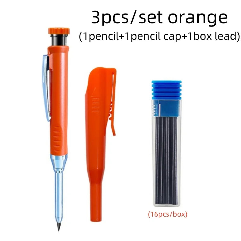 Solid Carpenter Pencils Set with 16Refills, 2.8mm Deep Hole Mechanical Pencil Marker Construction Pencils Woodworking Drafting Beauty World Shop