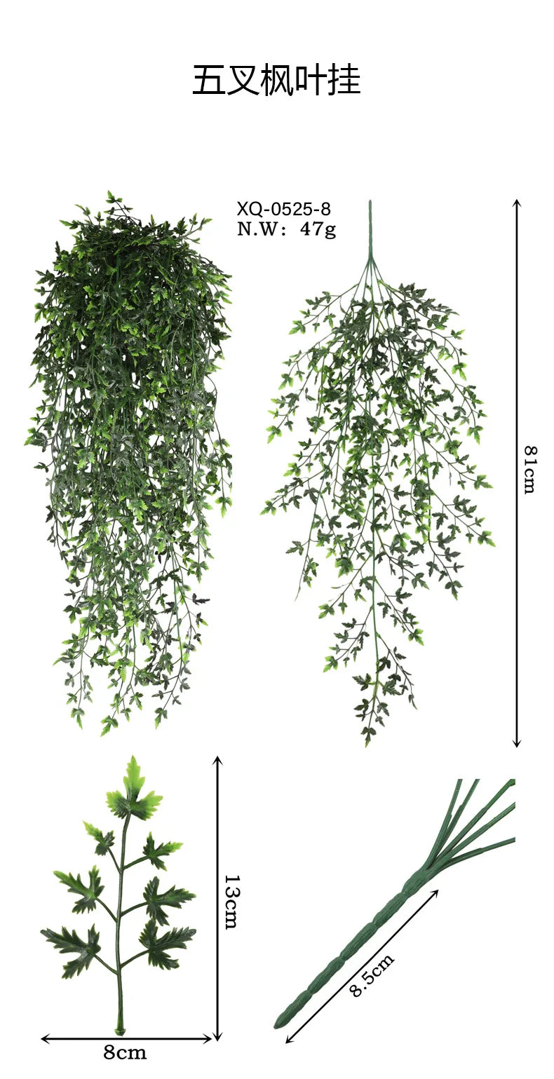 90cm Persian fern Leaves Vines Home Room Decor Hanging Artificial Plant Plastic Leaf Grass Wedding Party Wall Balcony Decoration Beauty World Shop