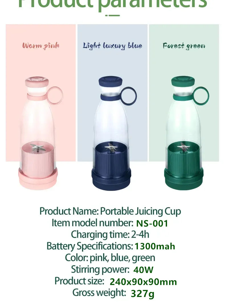 Electric Juicer Cup 6 Blades Blender Milkshake Machine USB Portable Fruit Milk Mixing Tool Mini Fresh Juice Blender Beauty World Shop