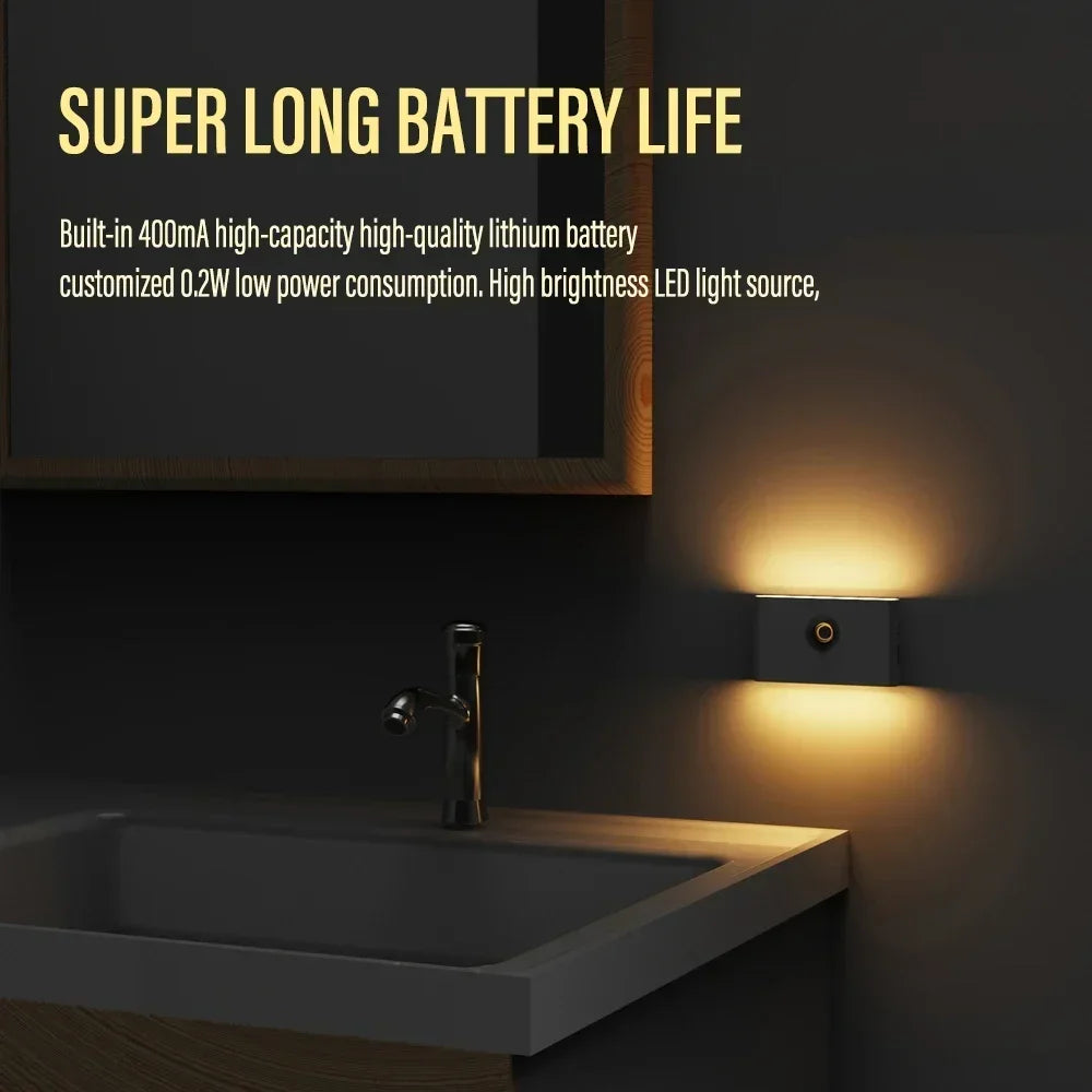 Mini LED Intelligent Sensor Night Light Wireless USB Rechargeable Motion Sensor Wall Light for Bedroom Corridor Cabinet Lighting Beauty World Shop