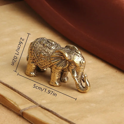 Antique Bronze Minature Elephant Figurines Tea Pet Table Ornament Decorations Solid Copper Animal Crafts Home Decor Living Room Beauty World Shop