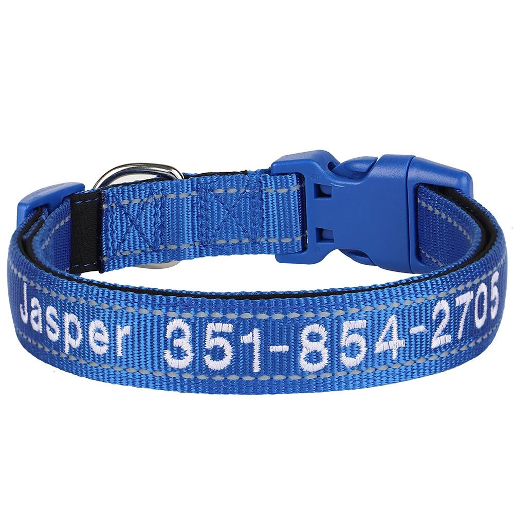 Embroidered Nylon Dog Collar Personalized Puppy Cat Collars Reflective Pet ID Collars DIY Phone Name ID For Small Large Dog Cat Beauty World Shop