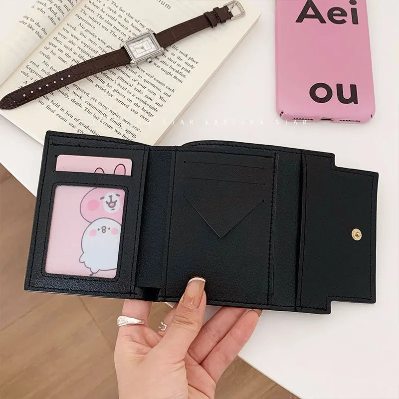 Fashion Wallets Girls Cute Bow Small Wallet Aesthetic Card Holder Classic Three Fold Purse For Women Student Simple Coin Pouch Beauty World Shop