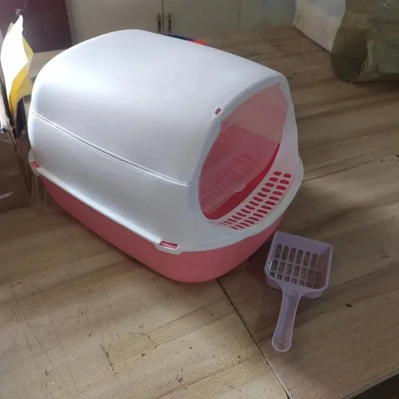 Kitty Sandbox Cat Litter Box Semi-enclosed Splashproof Cat Tray Cat Toilet Cleaning Basin Supplies Pet Toilet Kitten Tray Bedpan Beauty World Shop