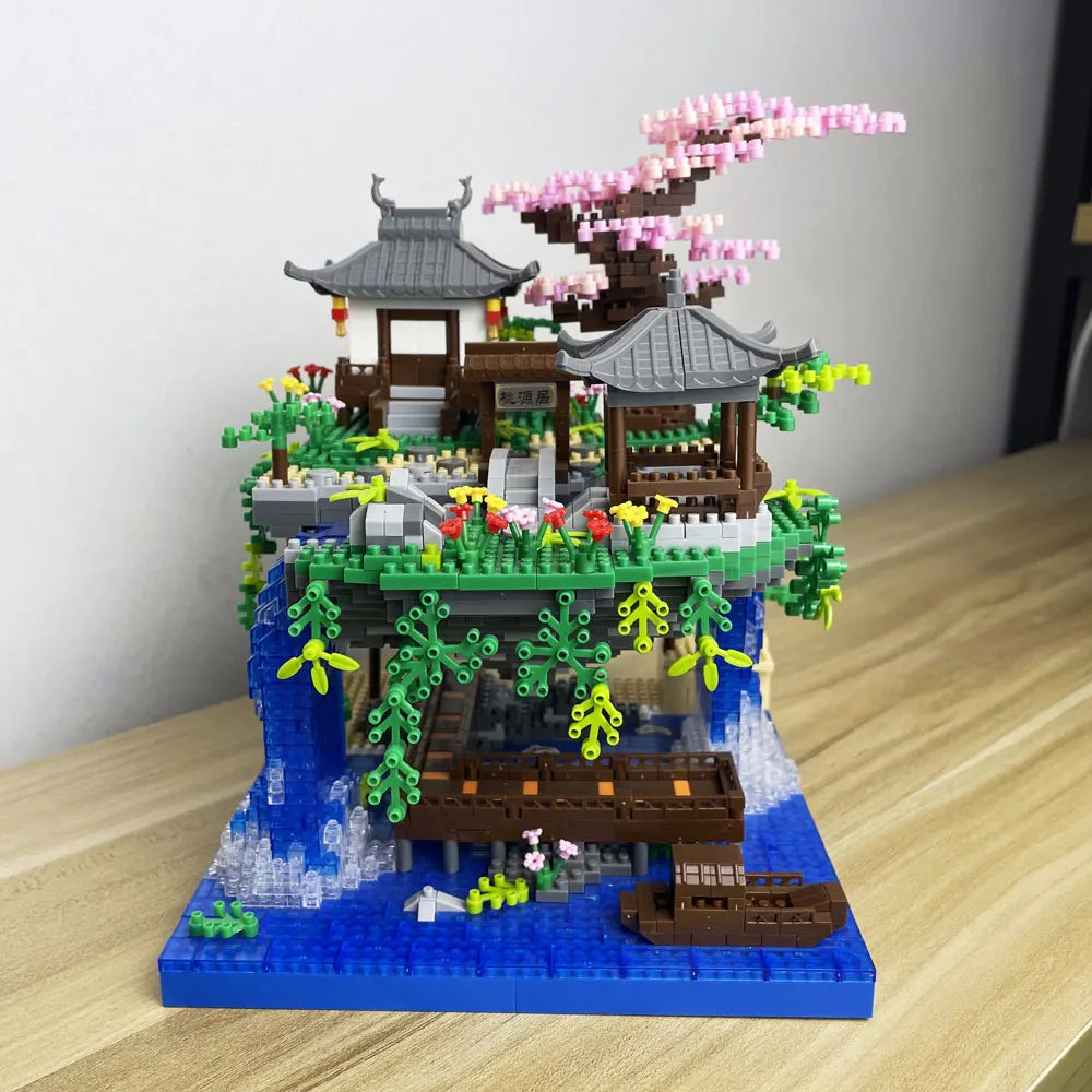 Taohuatan Lake Themed Micro Brick Building Blocks Set Adult Creative Toys Unique Chinese Landscape Model Bricks with LED Light Beauty World Shop
