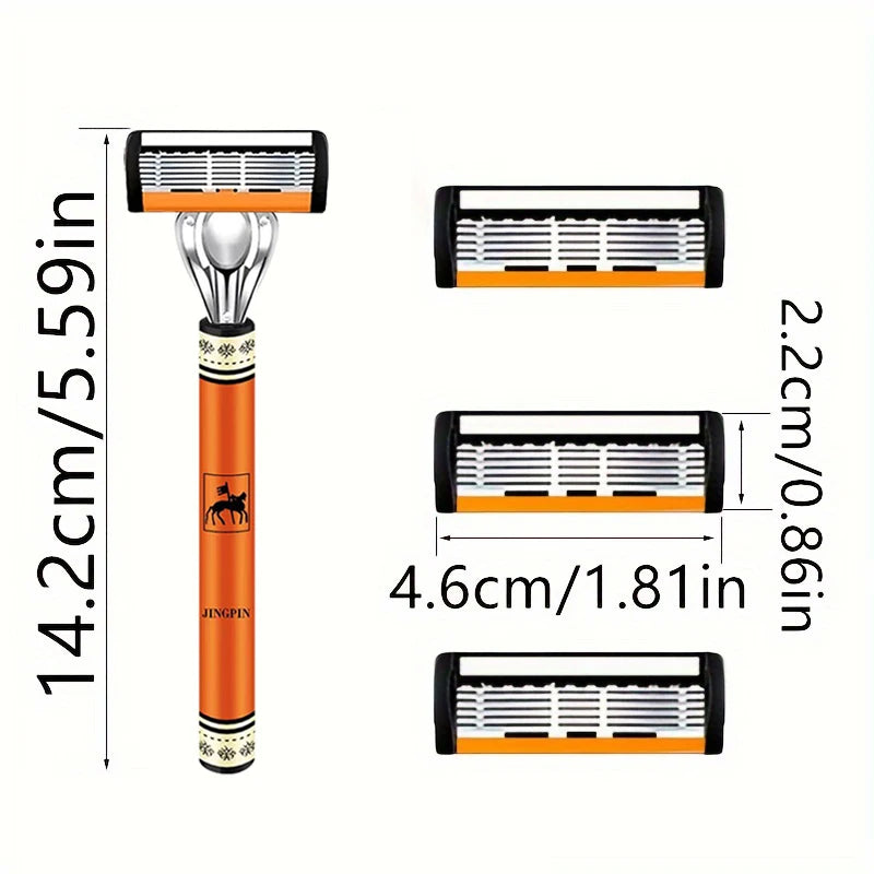 6-Layers Safety Razor Set High Quality Men Razor Sharp Stainless Steel Shaving Changeable Shaver Head Blade ﻿ Beauty World Shop