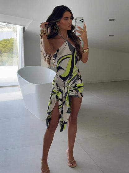 2026 New Luxury Design Women's Hollow Out One-piece Swimsuits And Skirt Geometry Print Sexy Bikini Fashion Beach Bathing Suit Beauty World Shop