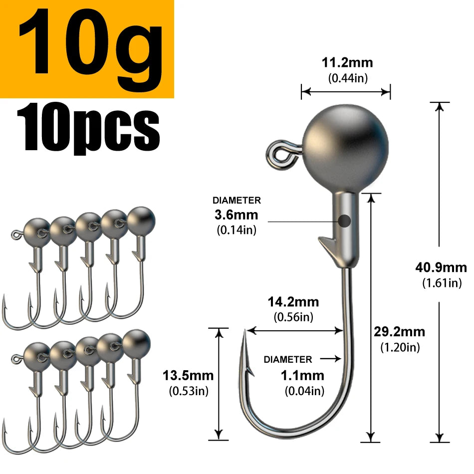 JYJ 1g 2g 3g 4g 5g 10g 20g 22g 25g 28g crank Jig head hook fishing hook head Jig lure hard bait soft worm jig hook for fishing Beauty World Shop