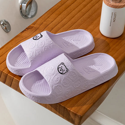 Fashion Women's Slippers Indoor Soft Sole Cartoon Bear Print Slides Bathroom EVA Indoor Men Summer Outdoor Cool Shoes Couple Beauty Fashion