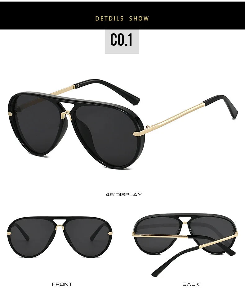 Trendy Oversized Pilot Sunglasses Women Men Vintage Retro Classic Designer Sun Glasses UV400 Protection Fashion Ladies Shades Beauty World Shop