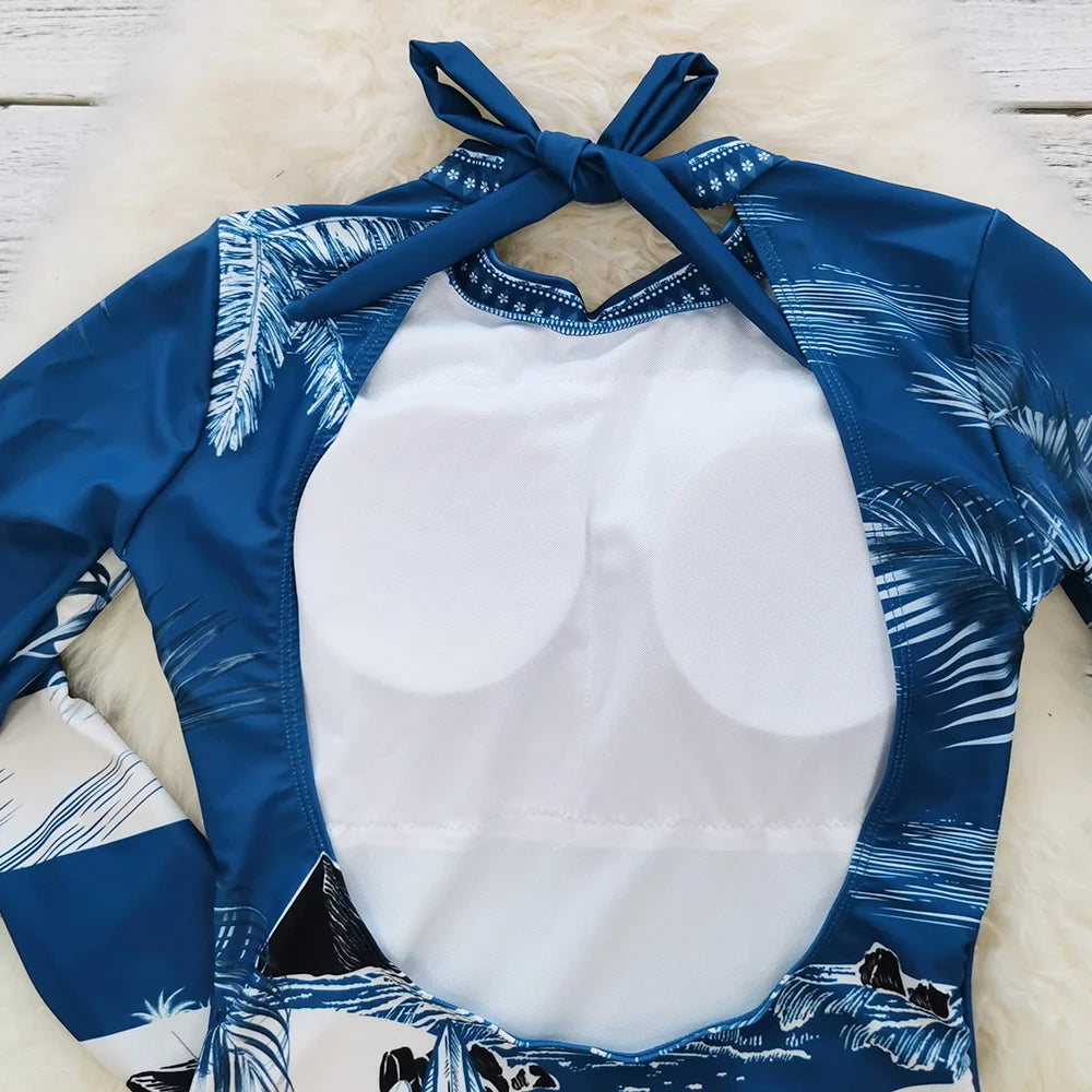 2026 Surfing Sport Swimsuit Long Sleeves Women One Piece Swimsuit  Swimwear Solid Monokini Bathing Suit Tropical Bodysuit Female Beauty World Shop