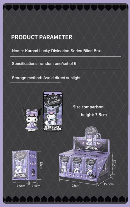 Sanrio Blind Box Cartoon Kuromi Doll Lucky Divination Anime Series Action Figure Model Doll Child Toy Desktop Decor Birthday Gif Beauty World Shop