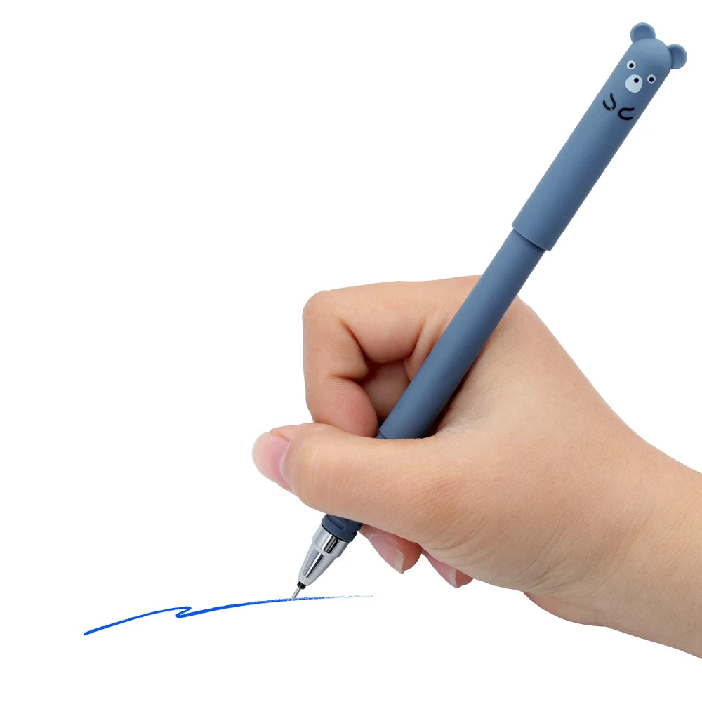 12pcs Animals Panda Erasable Gel Pen 0.5mm Blue Black Erasable Pen Refills Rods Washable Handle School Supplies Stationery Beauty World Shop