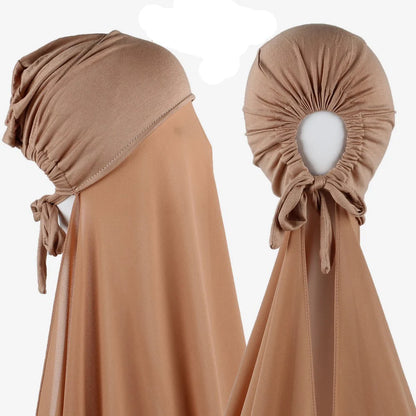 Muslim Instant Hijab Women Bonnet with Chiffon Shawl Head Scarf Cap Inner Headband Stretch Hijab Cover Headwrap Turbante Beauty World Shop