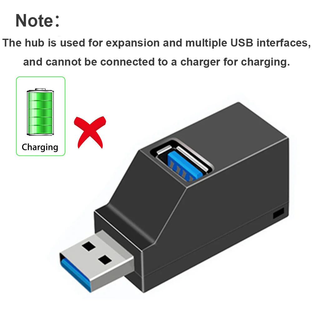 USB 3.0 HUB Adapter Extender Mini Splitter Box 1 to 3 Ports High Speed USB 2.0 For PC Laptop U Disk Card Reader Beauty World Shop