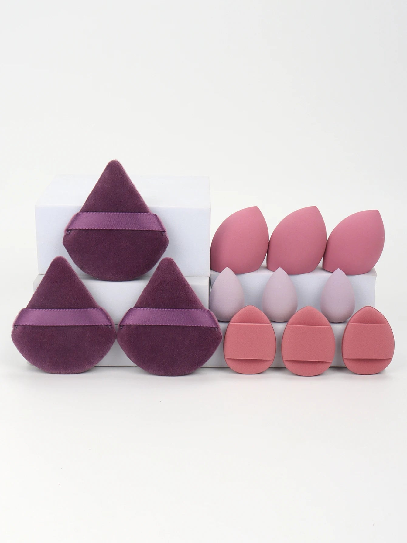 12-Piece All-Purpose Makeup Sponge Set, Made of 3 Loose Powder Puffs, 3 Mini Air Cushion Puffs, 3 Beauty Eggs and 3 Mini Beauty Beauty World Shop