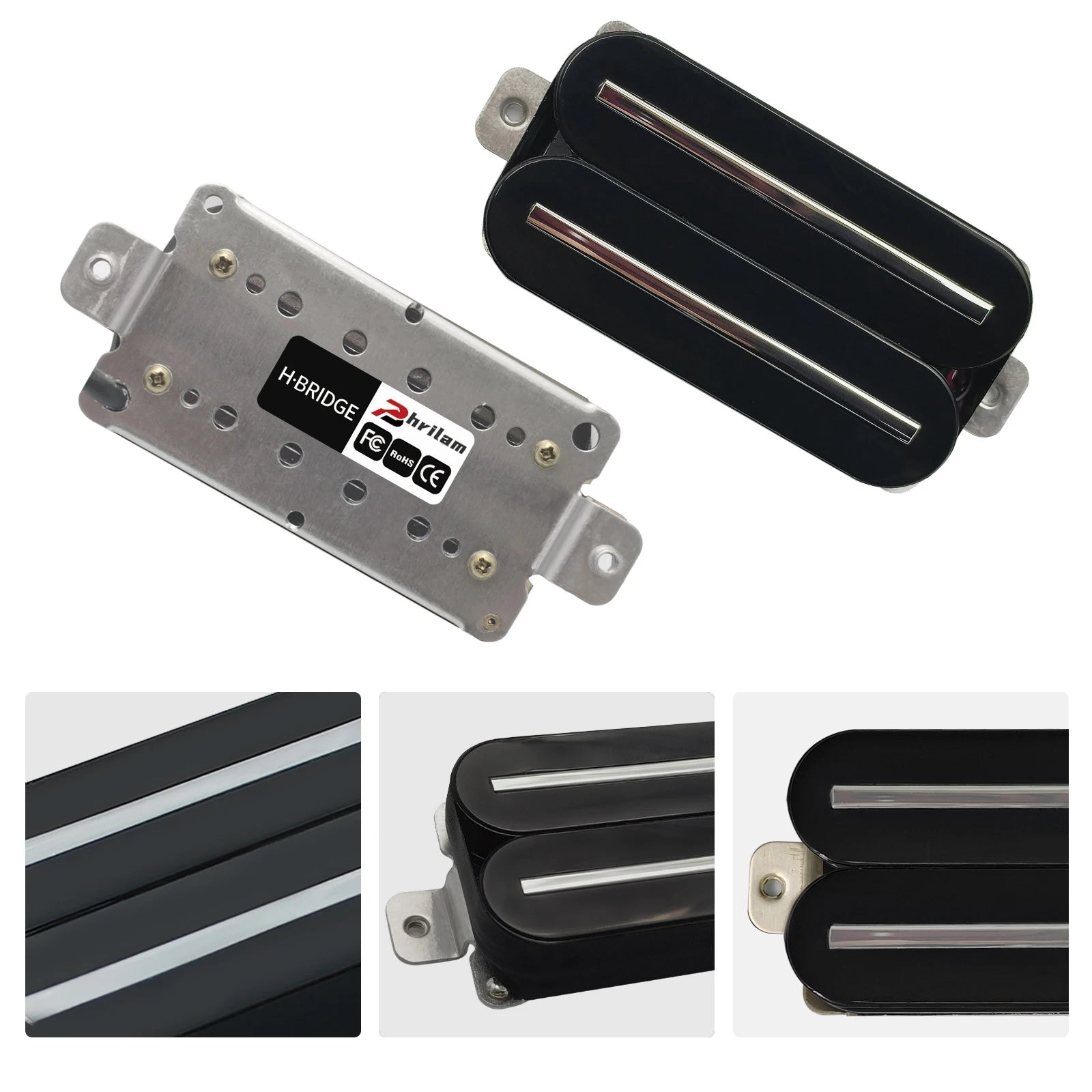 Phrilam Pro Super Power  Electric Guitar Hot Dual Rails Pickup Humbucker Pickup 14.1K Black Guitar Parts Beauty World Shop