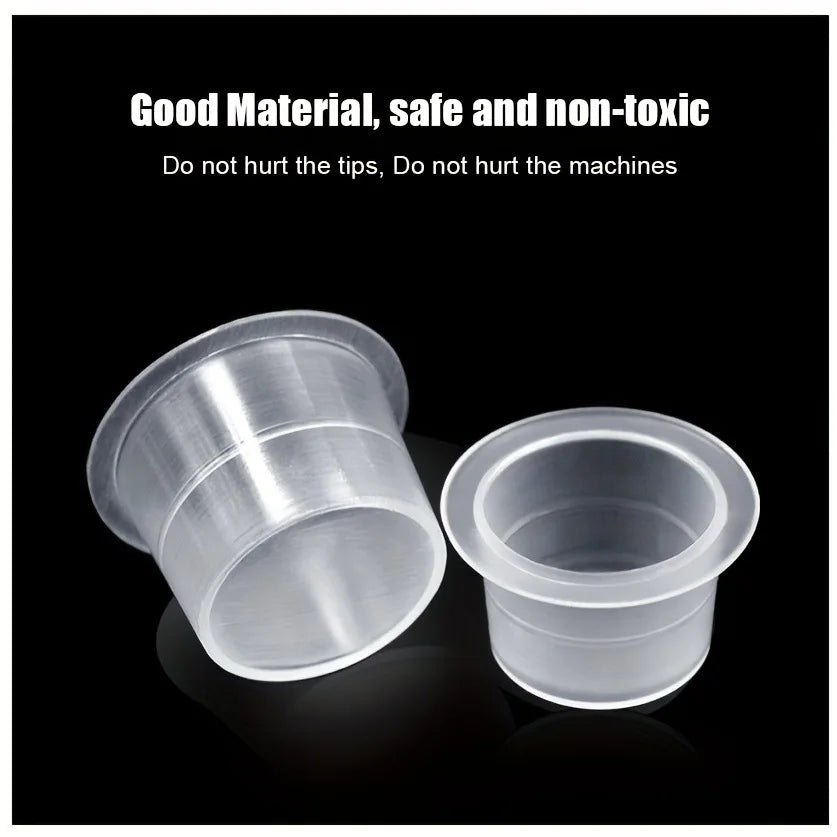 CJMIO 100/1000pcs Disposable Microblading Tattoo Ink Cups S M L Plastic Permanent Makeup Pigment Clear Holder Container Cap Beauty World Shop