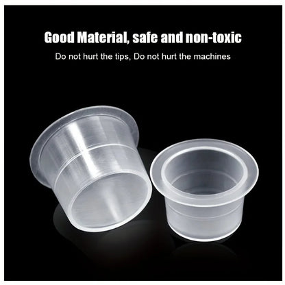 CJMIO 100/1000pcs Disposable Microblading Tattoo Ink Cups S M L Plastic Permanent Makeup Pigment Clear Holder Container Cap Beauty World Shop