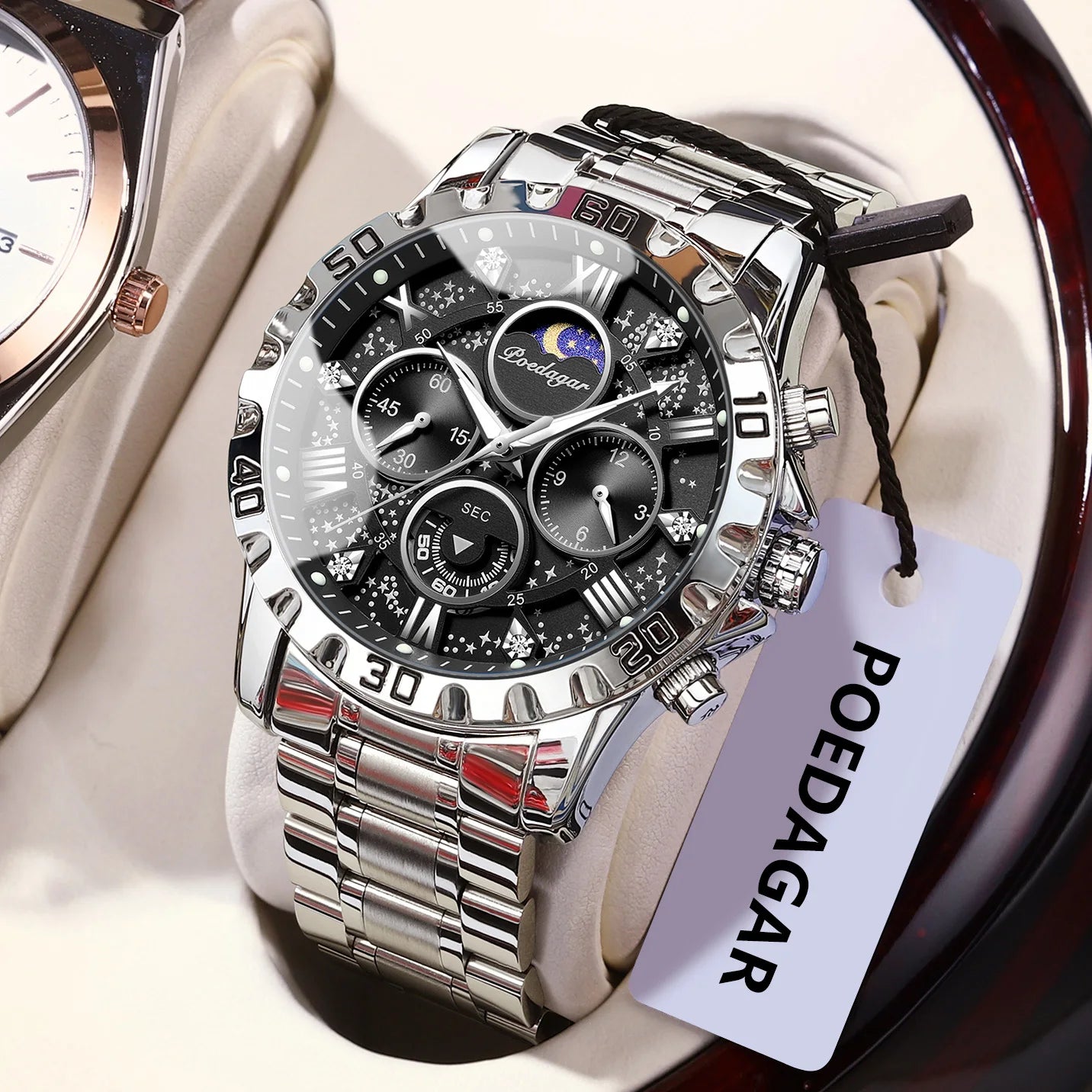 POEDAGAR Luxury Man Watch Waterproof Luminous Stainless Steel Quartz Men's Wristwatch Chronograph Military Watches For Men Reloj Beauty World Shop