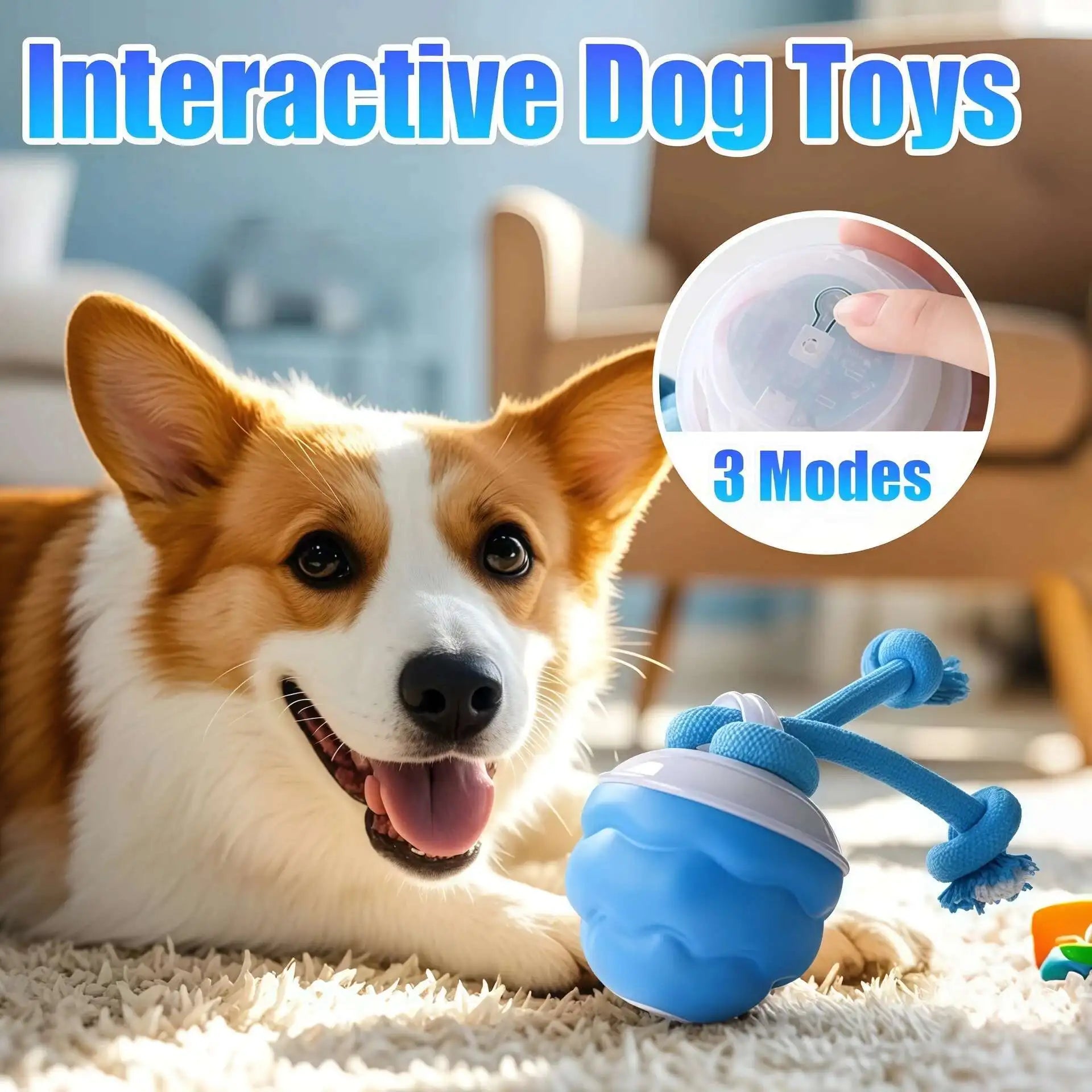Interactive Dog Toys Smart Rolling Ball With Rope Motion Activated Automatic Moving Squeaky Dog Training Puppy Chew Toy Balls Beauty World Shop