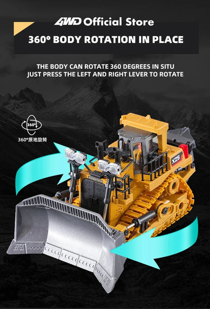 4WD Remote Control Excavator 4x4 Alloy Dump Truck Bulldozer Radio Model RC Car Construction Vehicle Toy Children Kids Gifts Beauty World Shop