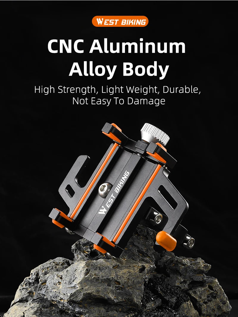WEST BIKING Bicycle Mobile Phone Holder 360° Rotatable  Aluminum Alloy Phone Holder Five Claws Adjustable MTB Road Bike Bracket Beauty World Shop