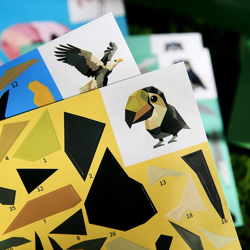 Mr Paper 12pcs/bag Sticker Book Students' Handmade 3D Geometric Collage DIY Stickers Early Educational Stickers For Journal Beauty World Shop
