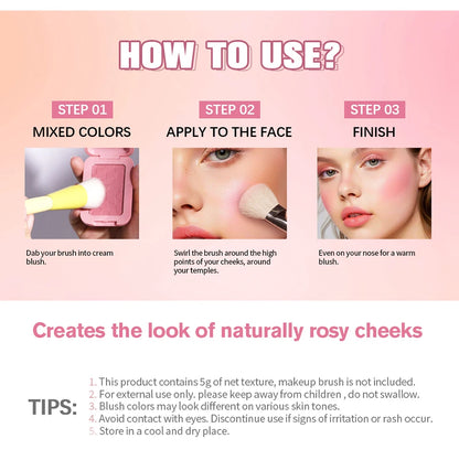 Professional Makeup Powder Blush 12HR Wear Vegan Formula Blusher Makeup Blush in Bar Cosmetics Palette Powder Pink Cream Face Beauty World Shop