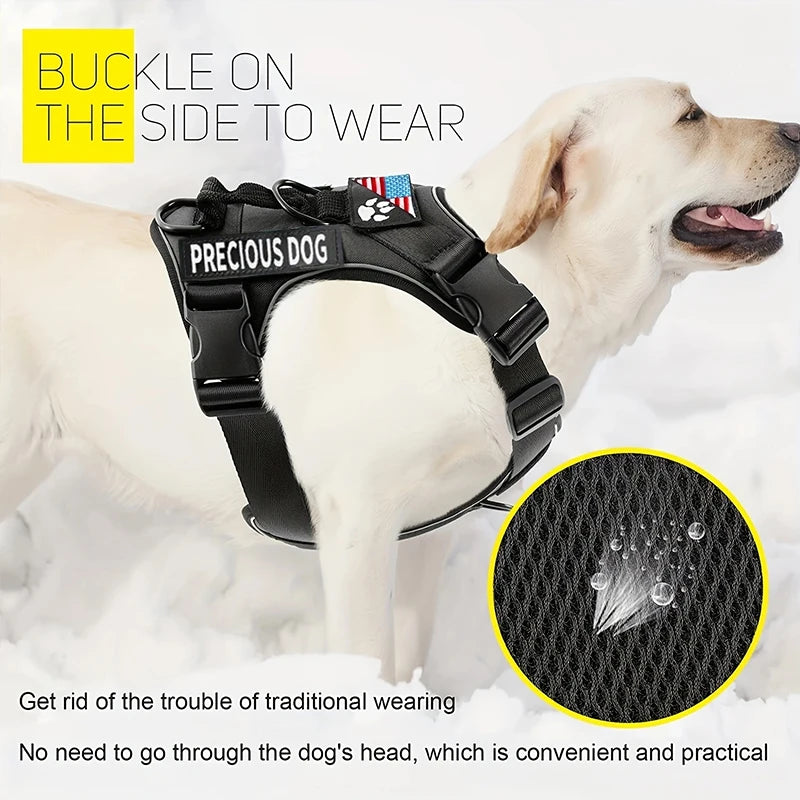 Service Dog Harness, Reflective Dog Vest Harness with 5 PCS Patches, Adjustable Soft Oxford Pet Harness, Inner Layer Mesh, Easy Beauty World Shop