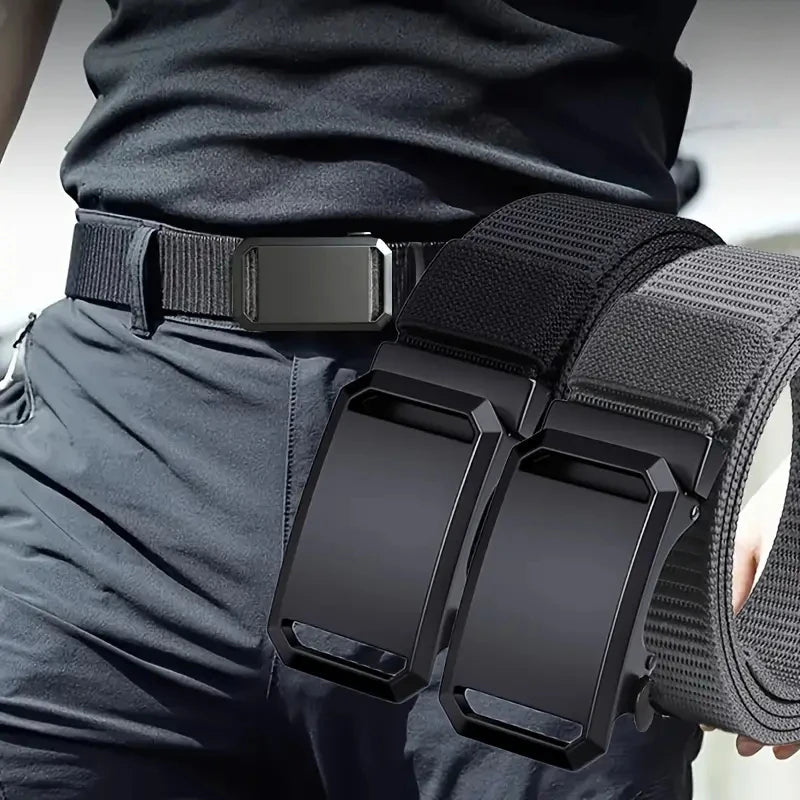 New Automatic Buckle Belt, Canvas Tactical Workwear Casual Outdoor Military Training Pants Belt For Men Beauty World Shop