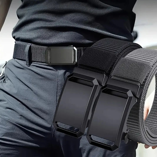 New Automatic Buckle Belt, Canvas Tactical Workwear Casual Outdoor Military Training Pants Belt For Men Beauty World Shop