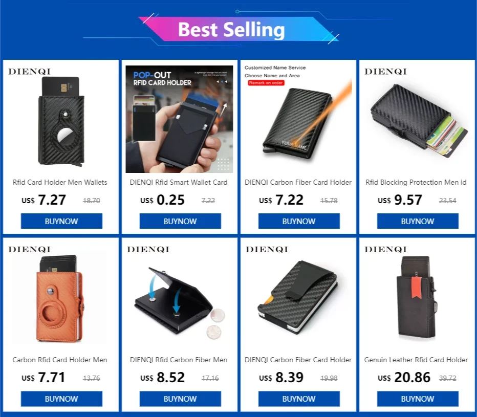 Rfid Credit Card Holder Metal Thin Slim Smart Wallet Men Women Wallets Pop Up Minimalist Small Black Purse Mini Walets for Men Beauty World Shop