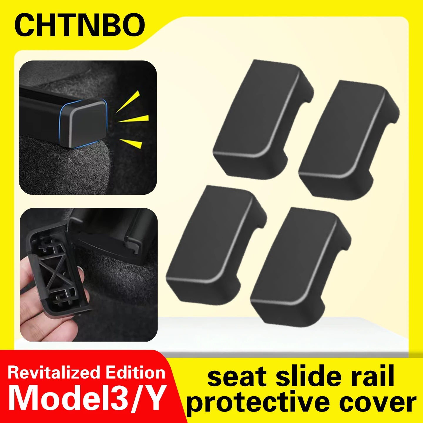 CHTNBO 4pcs Seat Rail Cover Protector For Tesla Model 3 Y Juniper Accessories 2026 -2021 Rear End Pieces Backseat Slide Beauty World Shop