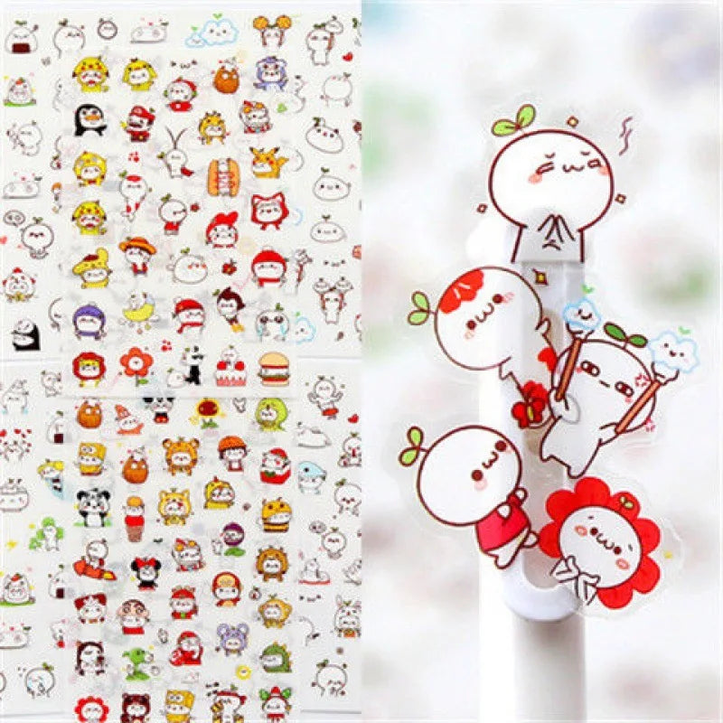 6Pcs/Lot Waterproof Cartoon Transparent Pvc Stickers DIY Hand Account Diary Decorative Stickers Kawaii Phone Cup Stickers Beauty World Shop
