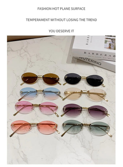 Elegant Diamond Oval Sunglasses Male Letter "F" Rimless Sunglasses  car sunglasses 90902 Beauty World Shop