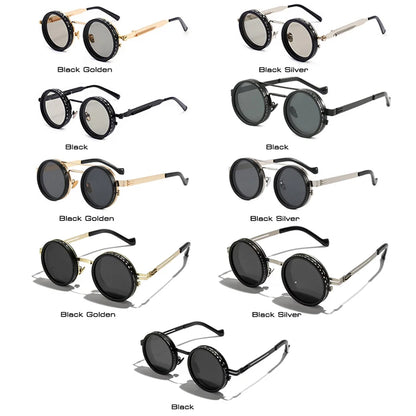 SHAUNA Retro Metal Round Punk ND9-level Adjustable Dimming Sunglasses Women Polarized UV400 Fashion Men Outdoor Sun Glasses Beauty World Shop