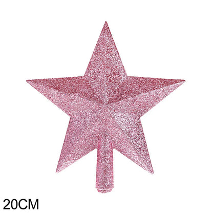15/20cm Christmas Tree Top Star Merry Christmas Decorations for Home Shiny Gold Powder Five-pointed Star New Year's Ornament Beauty World Shop