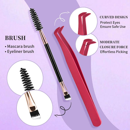 ISEEN DIY Eyelash Extension Kit Cluster Mix Eyelashes Full Set Lashes Kit with Lash Bond & Seal and Eyelash Tweezers and Brush Beauty World Shop