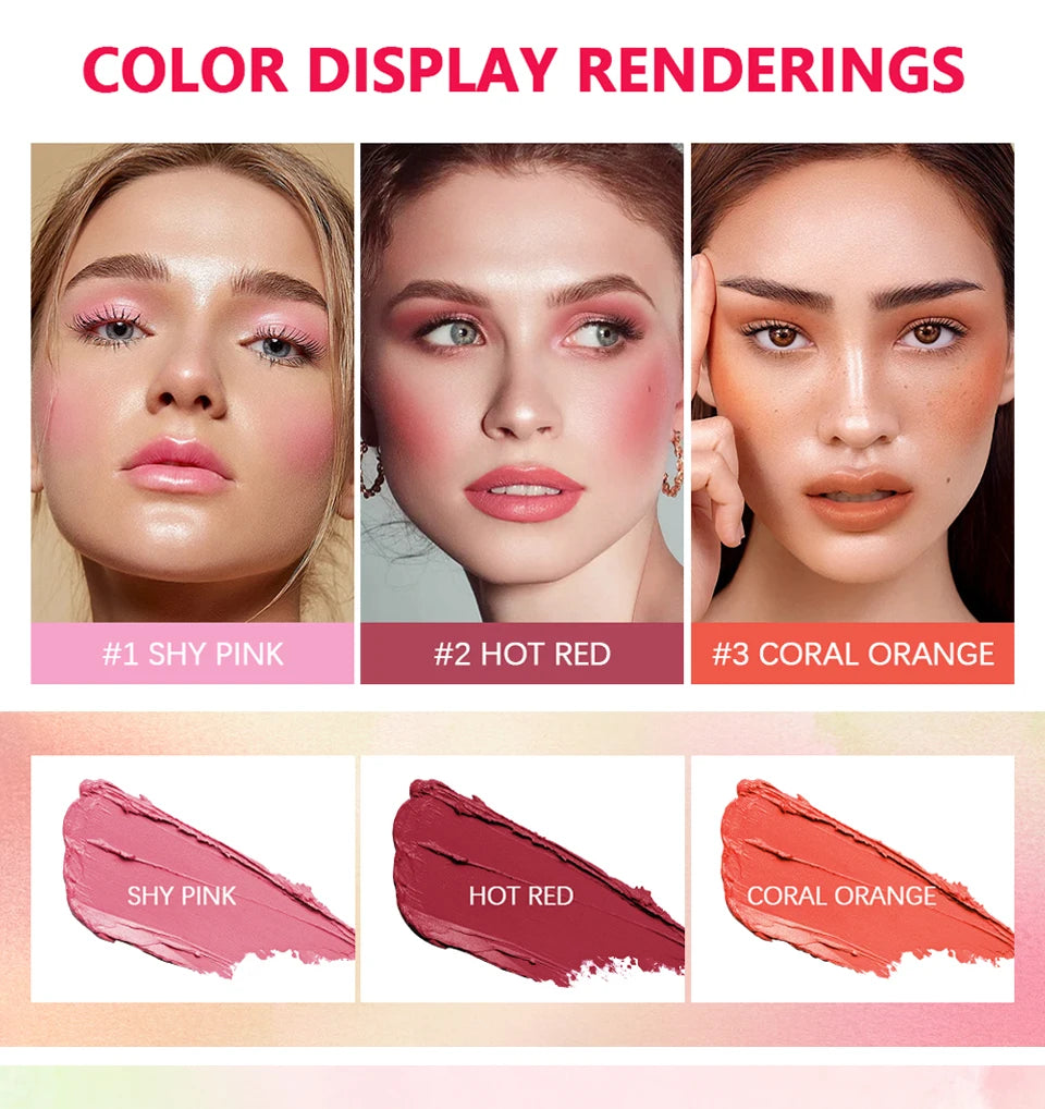 Make Up Functional Blush Stick Easy Color Rouge Blusher Cream Waterproof High Color Rendering Brightening Skin Tone Hot Beauty World Shop