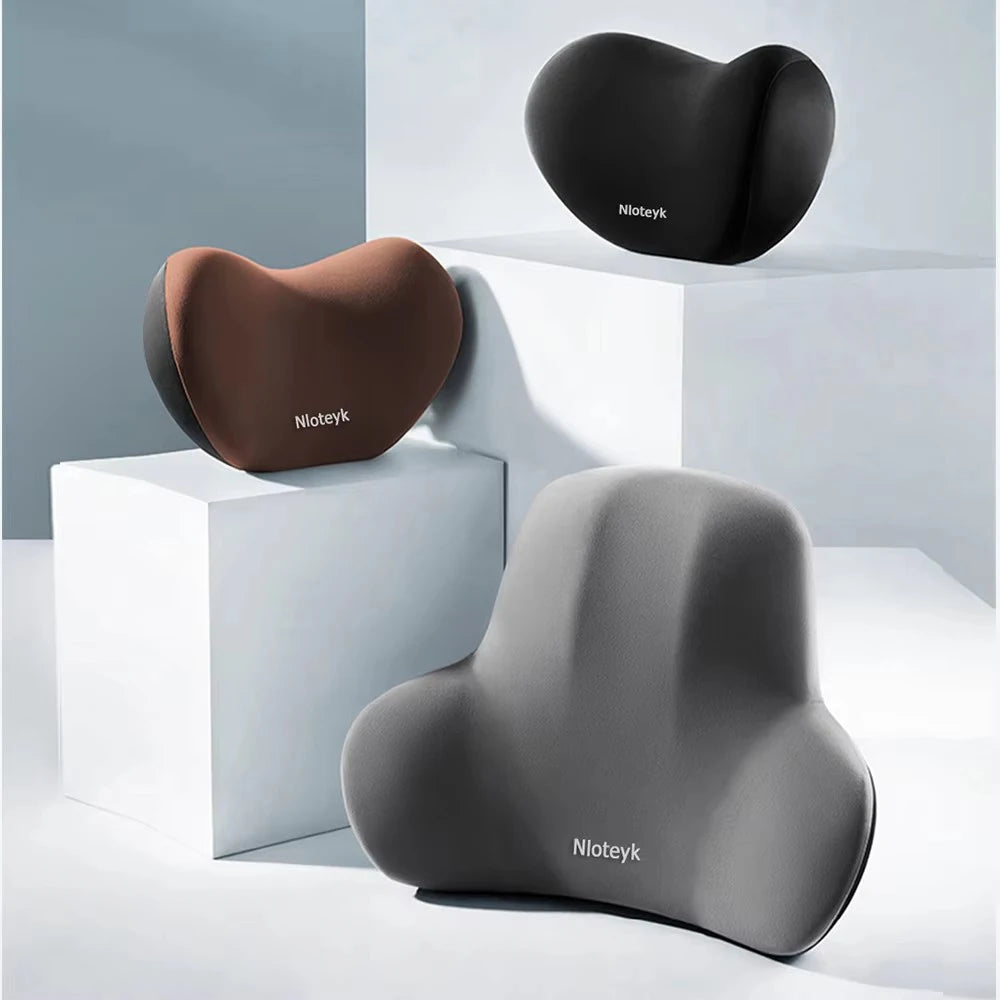 Car Neck Pillow Memory Foam Protective Lumbar Back Support Breathable Car Headrest Cushion Relieve Stress Car Seat Pillow Beauty World Shop