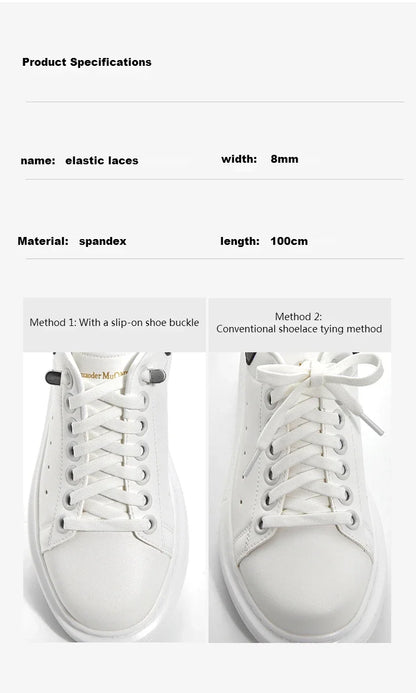 No tie Shoelaces for Shoes 8MM Flat Elastic laces Sneakers Kids Adult Quick Shoelace without ties Shoe Accessories Beauty World Shop