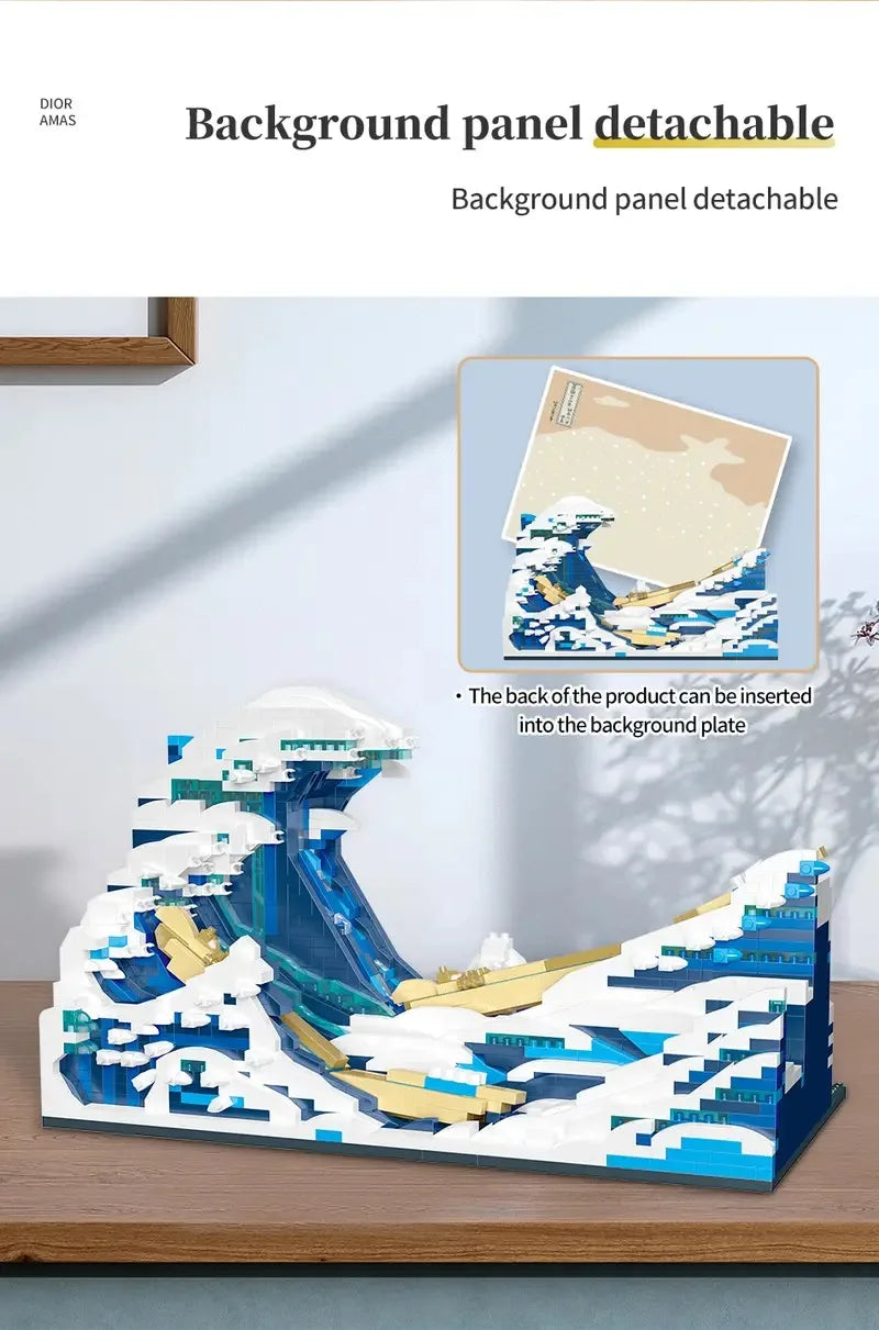 Pantasy Kanagawa Surfing Puzzle Ukiyo-E Building Block Decoration Creative Assembling Toy World Famous Painting Gift Beauty Fashion