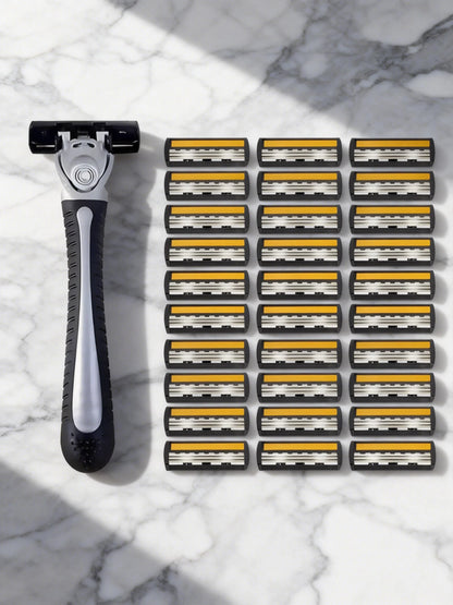 Variety Packs Skin Guard Anti-Slip Handle Replacement Triple Blades Reusable Safety Manual Razors for Men Shaving Bathing Trave Beauty World Shop
