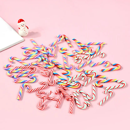 10/30/50Pcs Mini Candy Cane Christmas Decoration Red White Resin Candy DIY Crafts Xmas Pendant Navidad Home Decor 2025 New Year Beauty World Shop