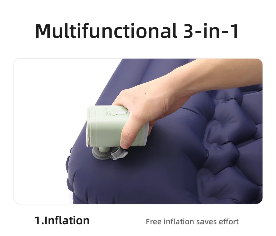3 in 1 Electric Air Pump with Lights Mini Wireless Air Compressor USB Charging Inflator/Deflator Pumps for Outdoor Camping Beauty World Shop