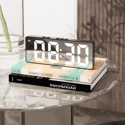 LED Electronic Mirror Alarm Clock Digital Clock Sound Control Temperature Clock Desktop Decoration Beauty World Shop