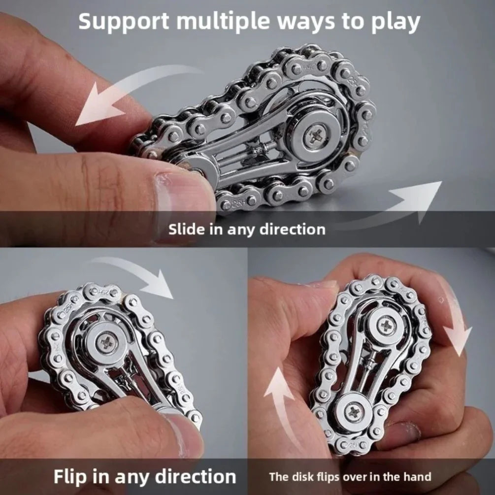 Sprocket Flywheel Flywheel Flying Top Flying Disk Anti-Anxiety Ornaments Metal Bicycle Chain EDC Rotating Flying Disk Adult Toy Beauty World Shop